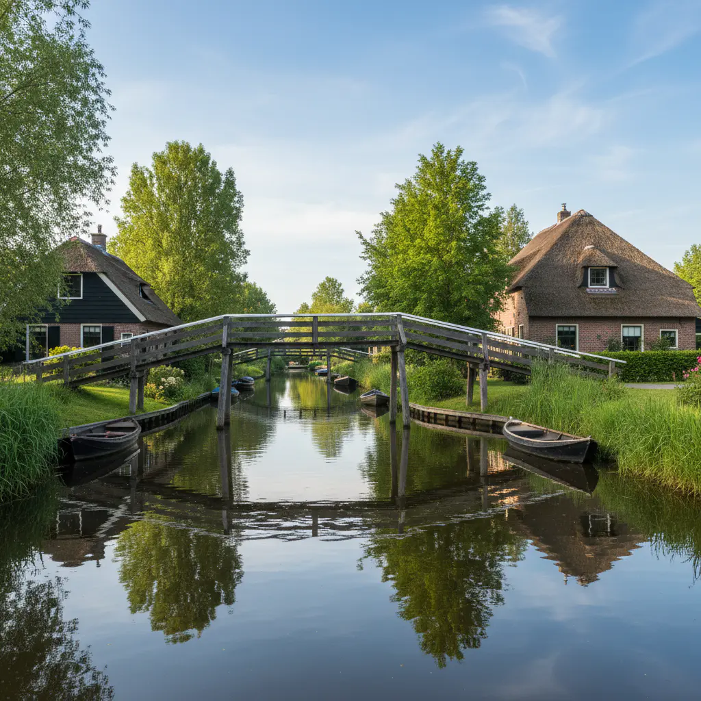 Rustige grachten en bruggetjes in het historische Giethoorn
