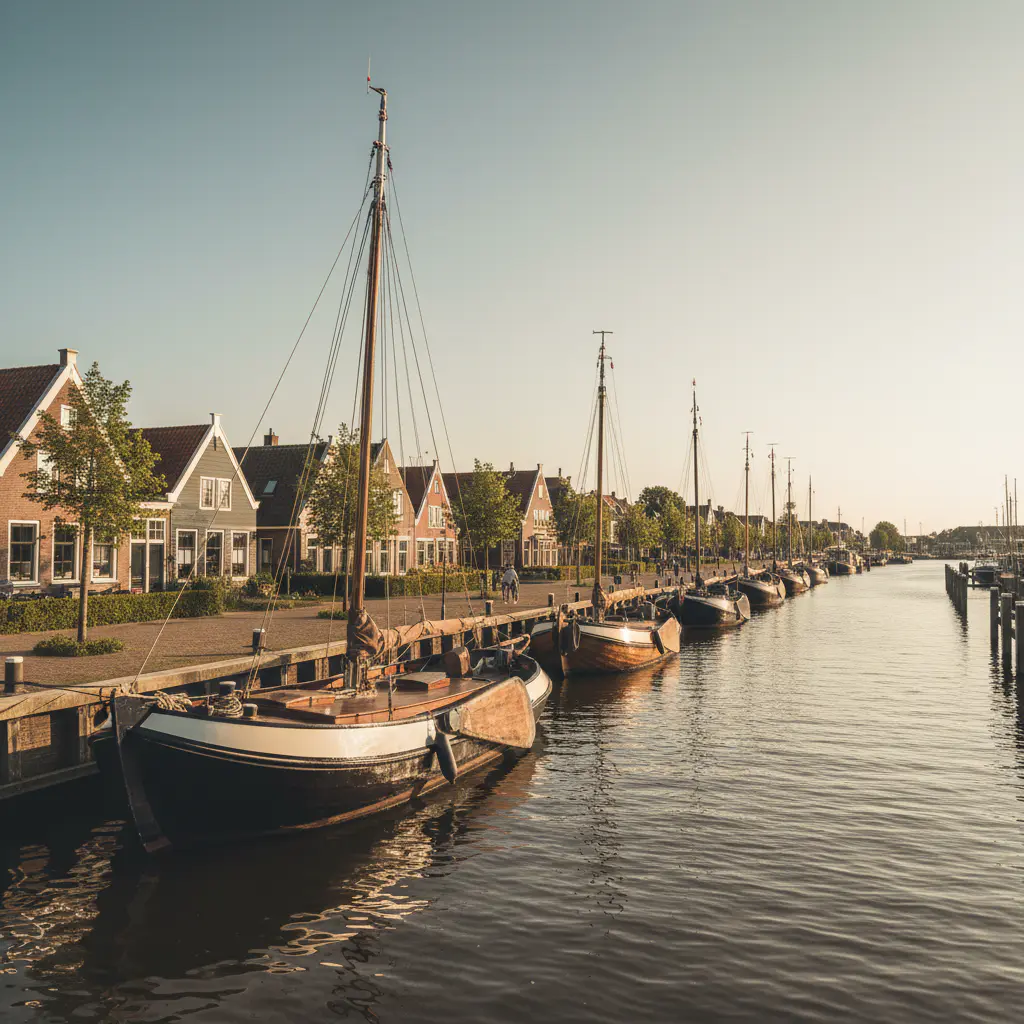 Traditionele houten vissersboten in de haven van Volendam